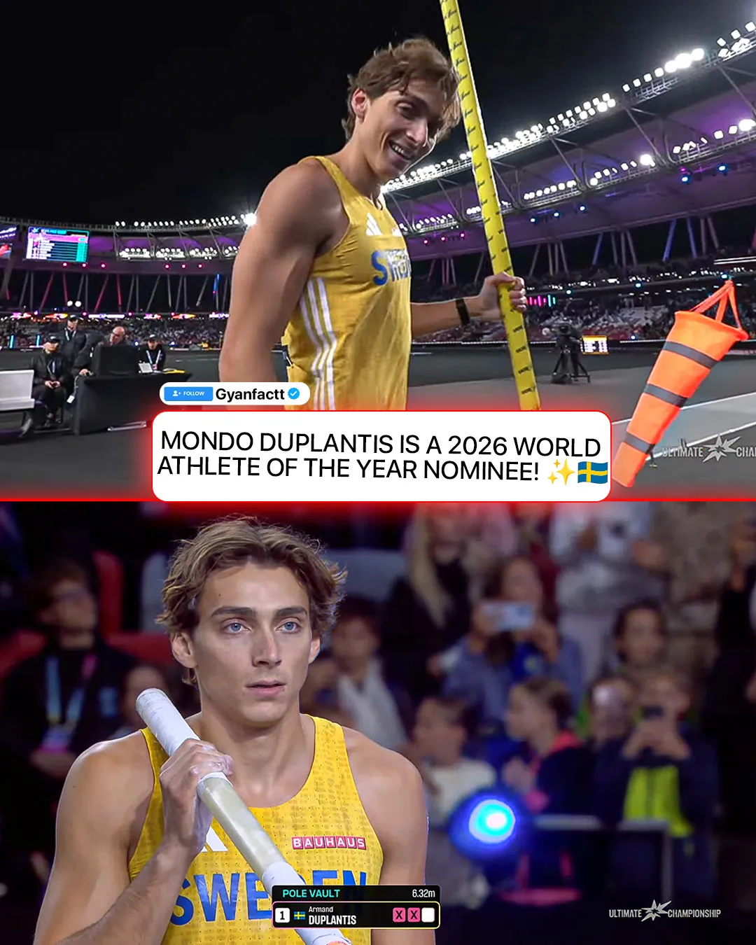 Mondo Duplantis Nominated for 2026 Men’s World Athlete of the Year